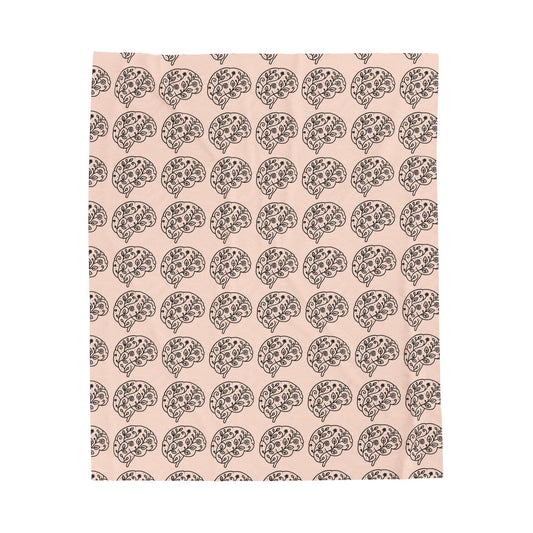 Velveteen Plush Blanket - Brain Design Pink